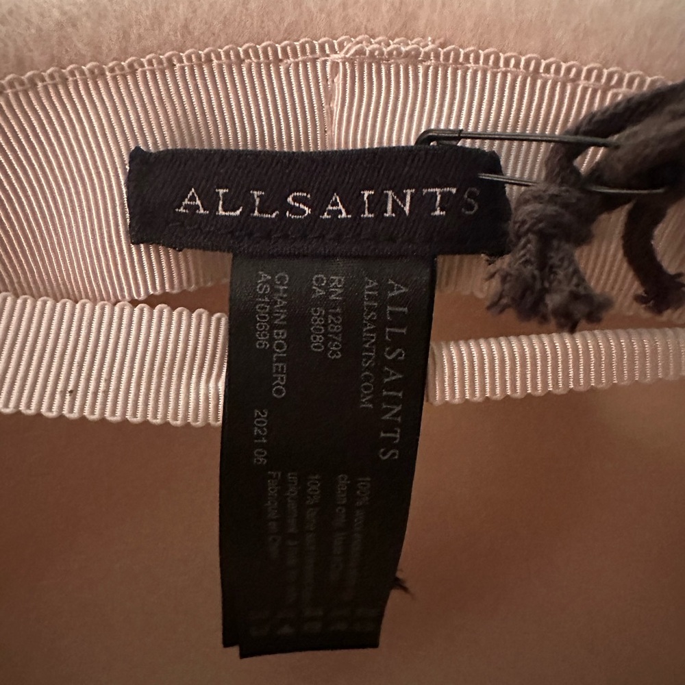 All Saints Cream Felt Hat with Gold Chain - Picture 4 of 8